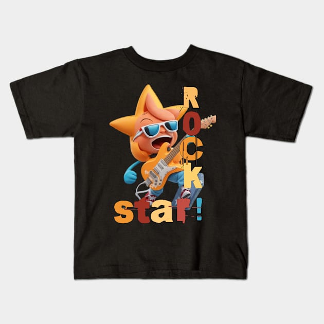 Rock Star With Guitar Kids T-Shirt by sweetrevenge